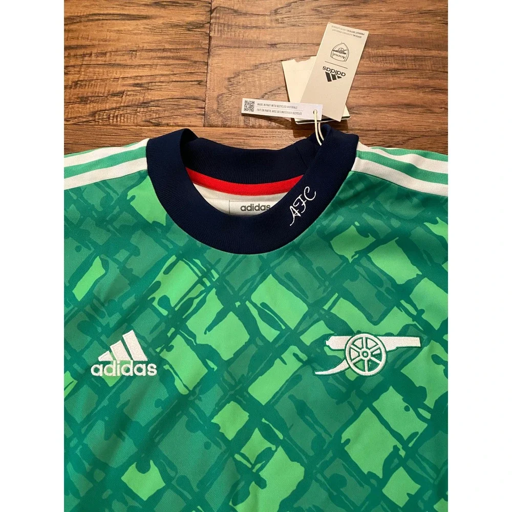 Adidas Arsenal FC Green Geometric Long Sleeve Training Jersey Mens Medium NWT